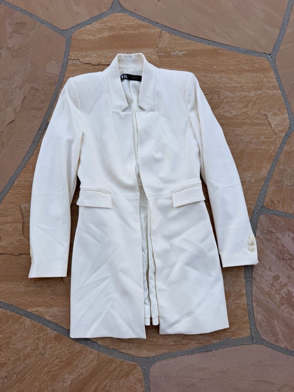 Zara Women’s White Jacket Size M Long Blazer RG